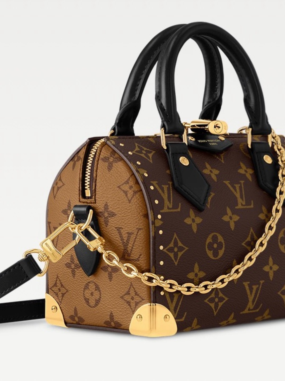 Louis Vuitton Brown Monogram Canvas with Black Leather Trim Satchel - Picture 3 of 4